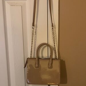 Stylish Beige Faux Leather Crossbody Bag